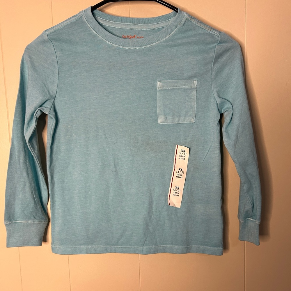 NEW Cat & Jack Light Blue Kids Long Sleeve Tshirt